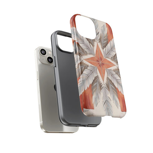 Silver Feather Compass - Impact Resistant Phone Case